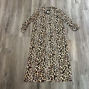 Women’s Kimono Fashion Nova Leopard Print Long Sleeve Silky Jacket Size Medium